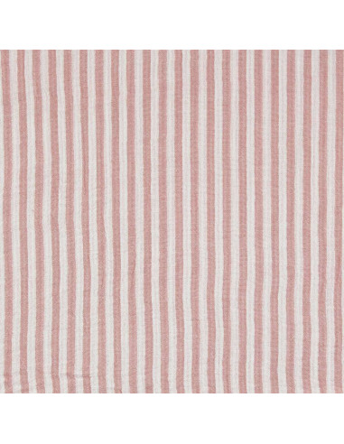 Crinkled double gauze fabric with stripes - Old pink and off-white