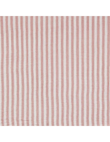 Crinkled double gauze fabric with stripes - Old pink and off-white