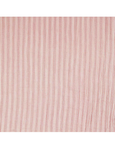 Crinkled double gauze fabric with stripes - Old pink and off-white