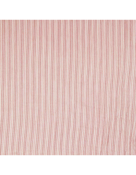Crinkled double gauze fabric with stripes - Old pink and off-white