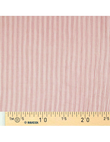 Crinkled double gauze fabric with stripes - Old pink and off-white