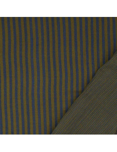 Crinkled double gauze fabric with stripes - Bronze and cobalt