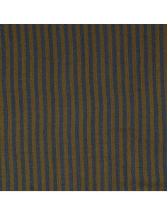Crinkled double gauze fabric with stripes - Bronze and cobalt 2