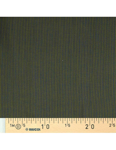 Crinkled double gauze fabric with stripes - Bronze and cobalt