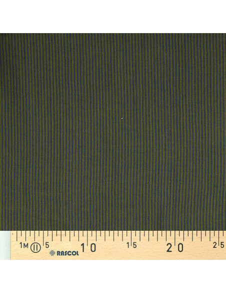 Crinkled double gauze fabric with stripes - Bronze and cobalt