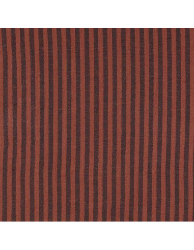 Crinkled double gauze fabric with stripes - Charcoal and toffee