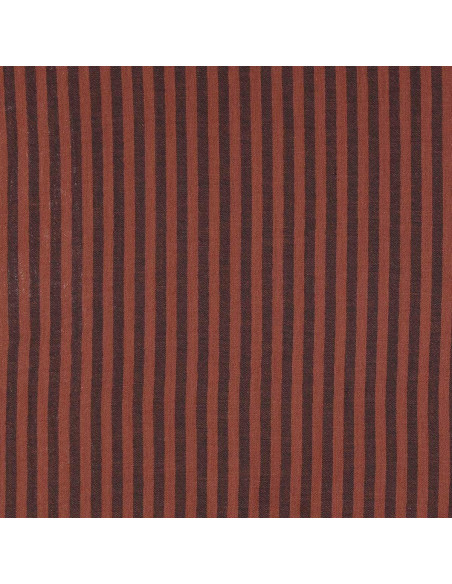Crinkled double gauze fabric with stripes - Charcoal and toffee