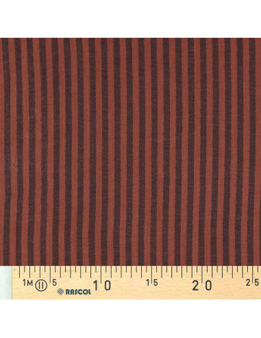 Crinkled double gauze fabric with stripes - Charcoal and toffee