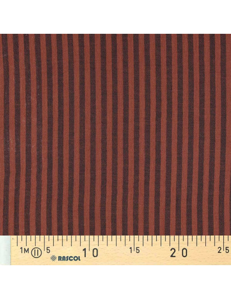 Crinkled double gauze fabric with stripes - Charcoal and toffee