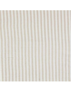 Crinkled double gauze fabric with stripes - Pebble and off-white 2