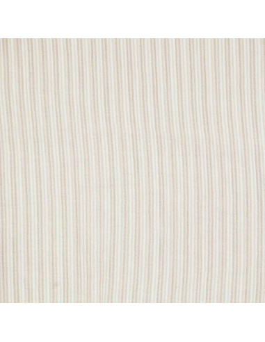 Crinkled double gauze fabric with stripes - Pebble and off-white