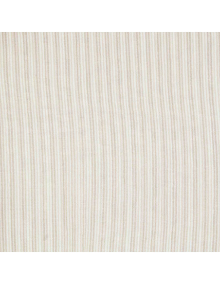 Crinkled double gauze fabric with stripes - Pebble and off-white