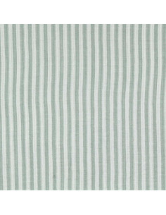 Crinkled double gauze fabric with stripes - Verdigris and off-white 2