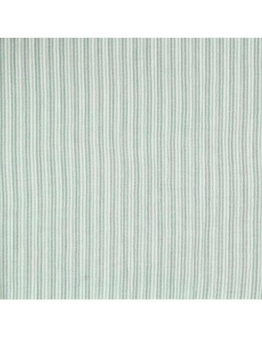 Crinkled double gauze fabric with stripes - Verdigris and off-white