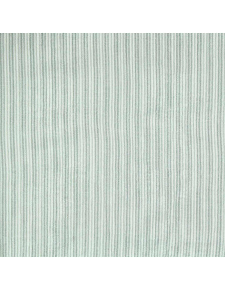Crinkled double gauze fabric with stripes - Verdigris and off-white