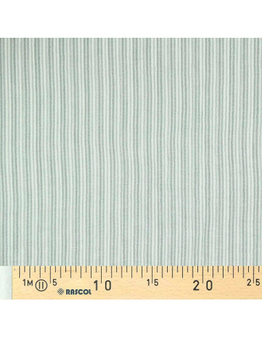 Crinkled double gauze fabric with stripes - Verdigris and off-white