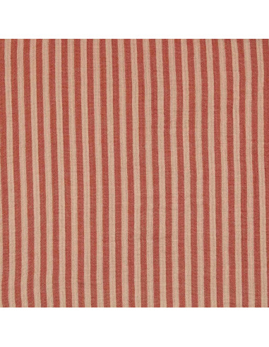 Crinkled double gauze fabric with stripes - Skin and paprika