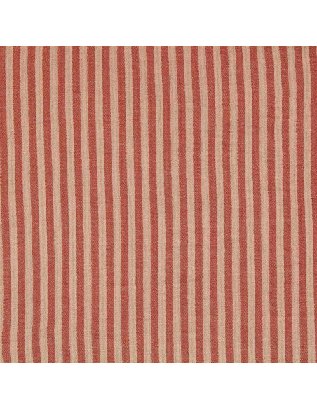 Crinkled double gauze fabric with stripes - Skin and paprika