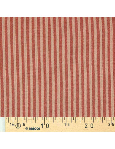 Crinkled double gauze fabric with stripes - Skin and paprika