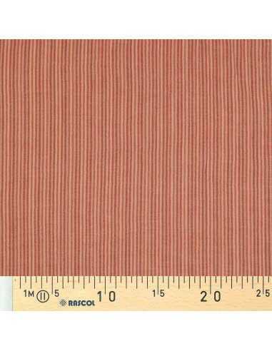 Crinkled double gauze fabric with stripes - Skin and paprika