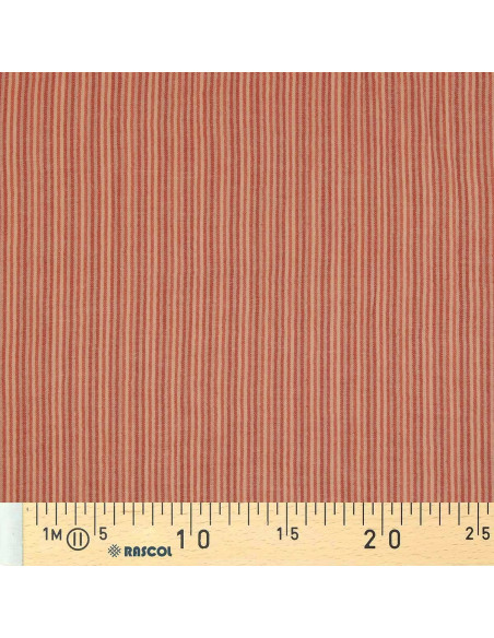 Crinkled double gauze fabric with stripes - Skin and paprika