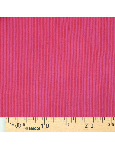 Crinkled double gauze fabric with stripes - Candy and hibiscus