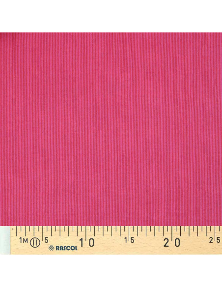 Crinkled double gauze fabric with stripes - Candy and hibiscus