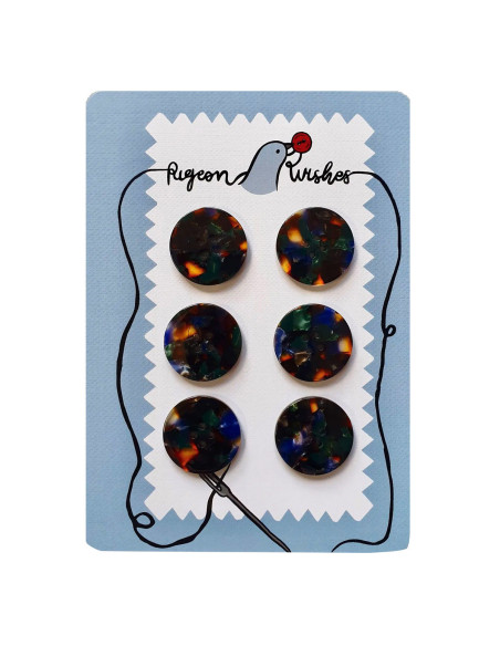 Card of 6 buttons in bio-resin 25 mm 4 holes - Grimoire