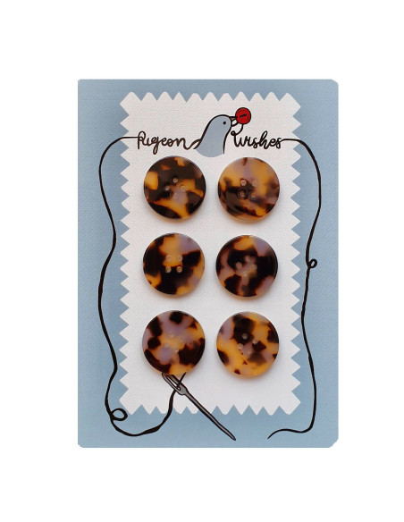 Card of 6 buttons in bio-resin 25 mm 4 holes - Beguiled