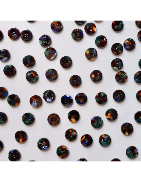 Pack of 15 bio-resin buttons 15 mm 4 holes - Grimoire