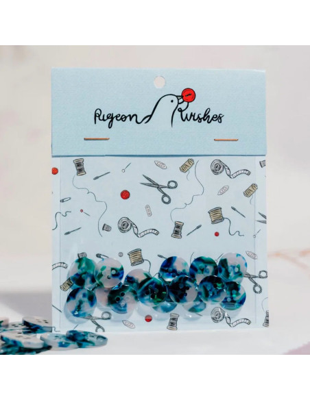 Pack of 15 buttons in bioresin 15 mm 4 holes - Sublime