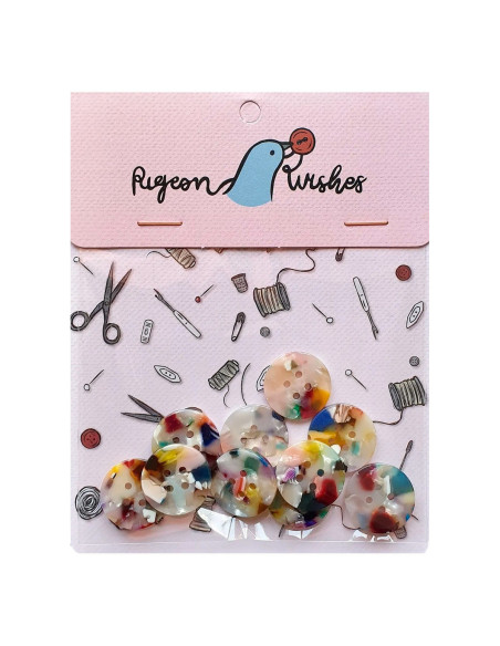 Pack of 10 buttons in bioresin 20 mm 4 holes - Painterly
