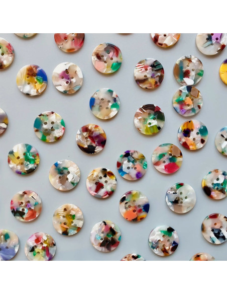 Pack of 10 buttons in bioresin 20 mm 4 holes - Painterly