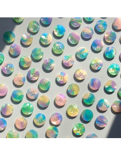 Pack of 10 buttons in bioresin 20 mm 4 holes - Neverland 2