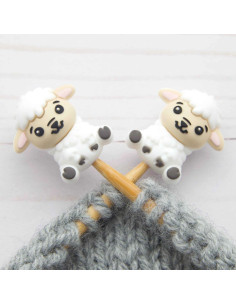 Stitch stoppers for knitting needles - Little white sheep