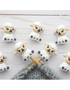 Stitch stoppers for knitting needles - Little white sheep 2
