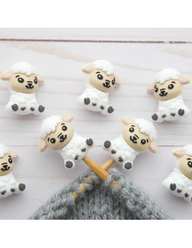 Stitch stoppers for knitting needles - Little white sheep