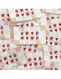 Set of 5 woven sew-on labels Good Mood