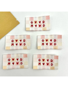 Set of 5 woven sew-on labels Good Mood 2