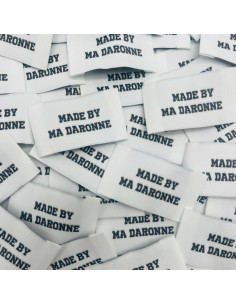 Set of 5 woven sew-on labels Made By Ma Daronne - White and black