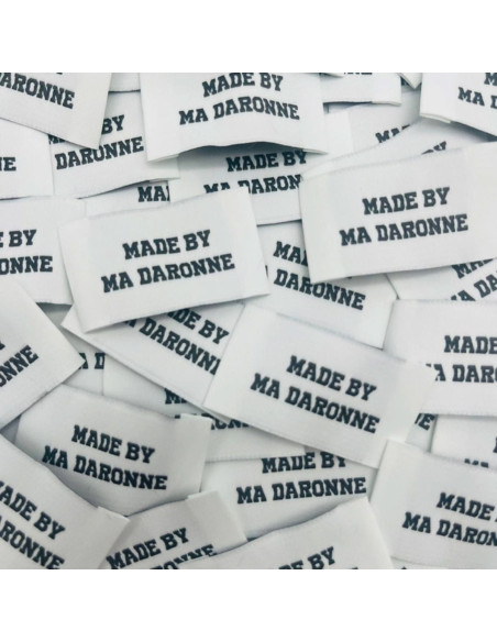 Set of 5 woven sew-on labels Made By Ma Daronne - White and black
