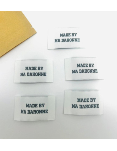 Set of 5 woven sew-on labels Made By Ma Daronne - White and black