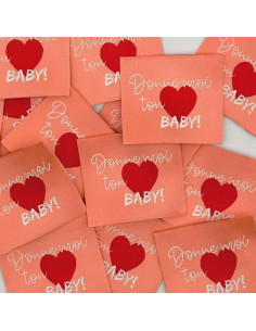 Set of 5 woven sew-on labels Give me your heart baby