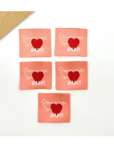 Set of 5 woven sew-on labels Give me your heart baby 2