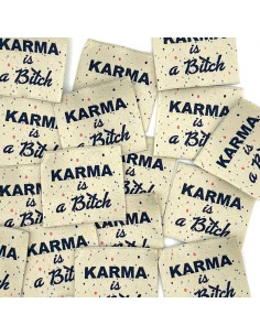 Set of 5 woven sew-on labels Karma is a bitch