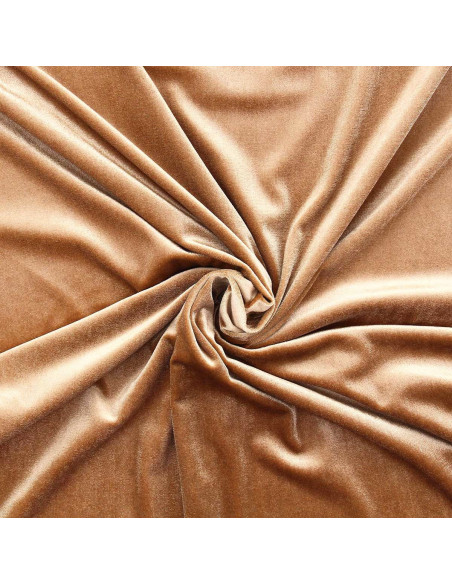 Dark gold stretch velvet fabric