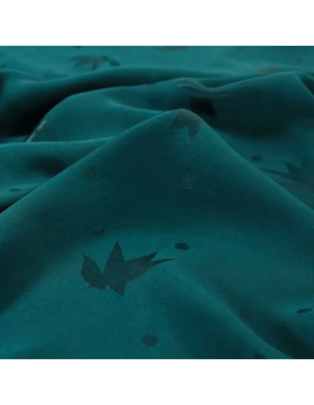 Streli dark lagoon green viscose jacquard fabric - Églantine & Zoé