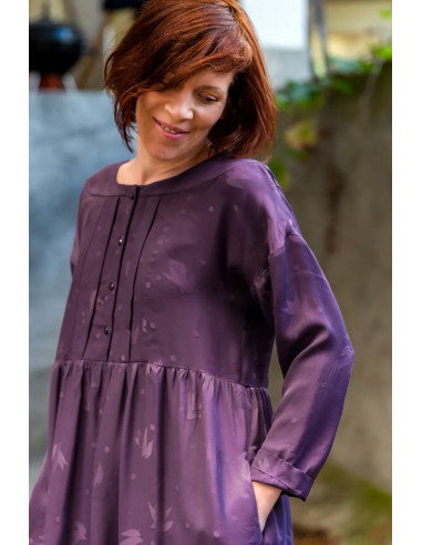 Streli Violet Viscose Jacquard Fabric - Églantine & Zoé