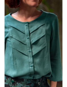 Eucalyptus Green Viscose Crepe Fabric - Églantine & Zoé 2