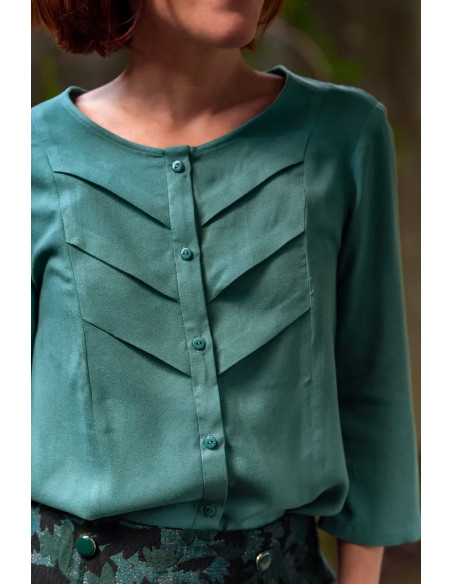 Eucalyptus Green Viscose Crepe Fabric - Églantine & Zoé